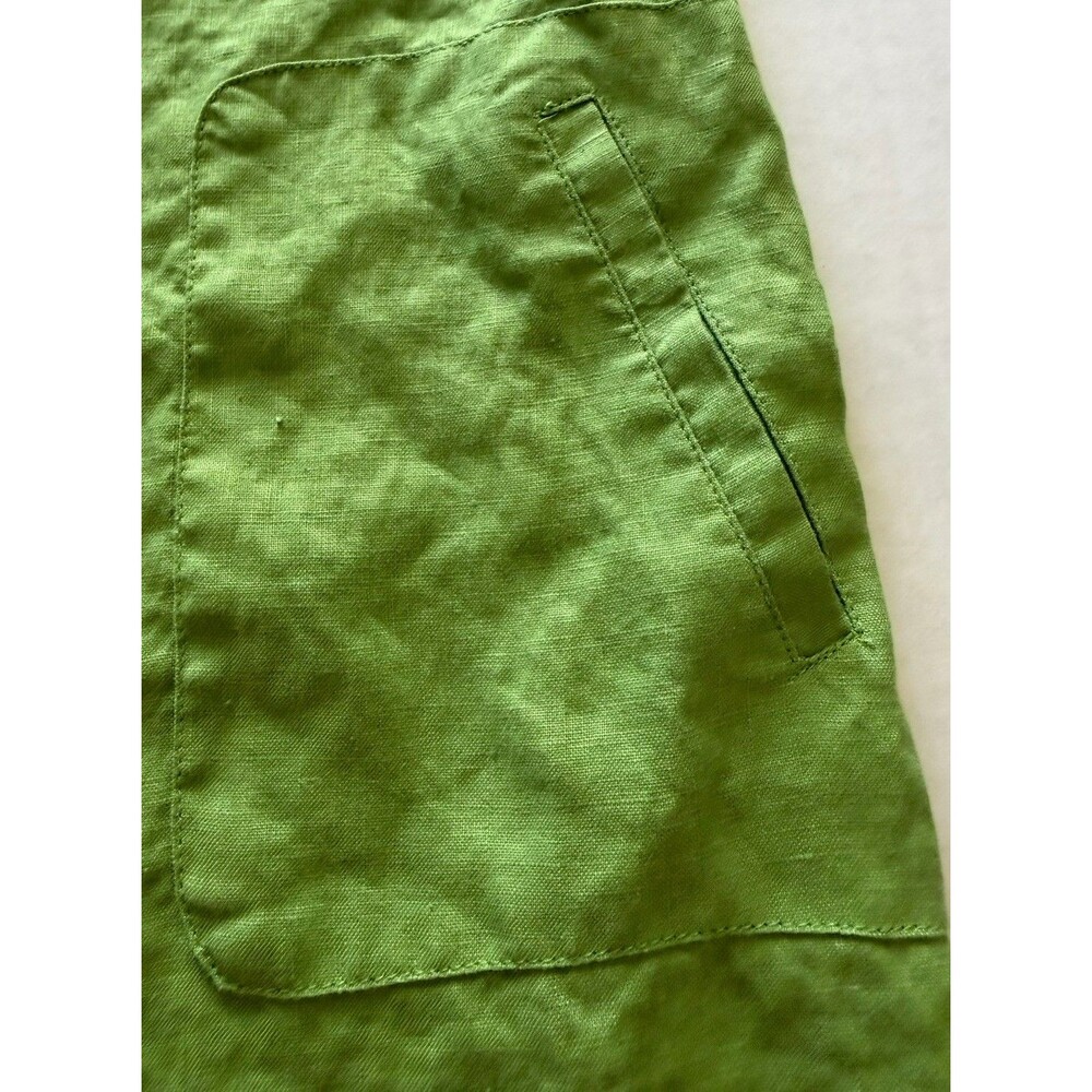 J Jill Green Linen Shift Dress L Petite 100% Linen Sleeveless Buttons Lagenlook - Picture 2 of 6